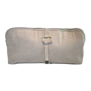 Estée Lauder Dove Grey Faux Suede Cosmetic Pouch | Silver Hardware | NWOT